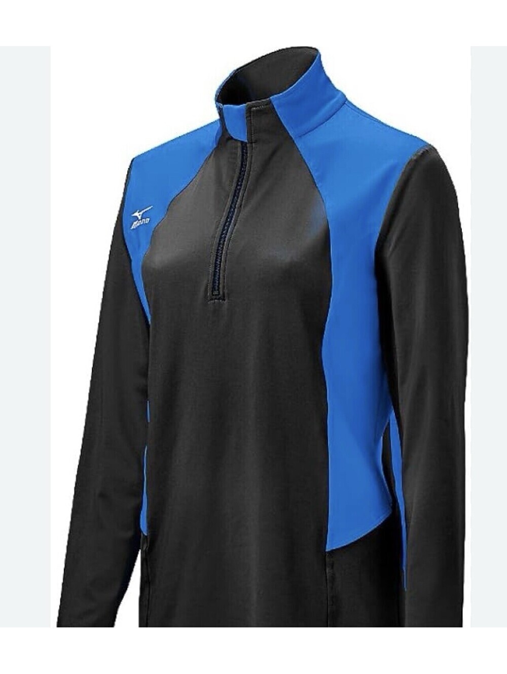 Mizuno Women's Excel Performance 1/4 Zip Warm Up Blue Black Volleyball Jacket M